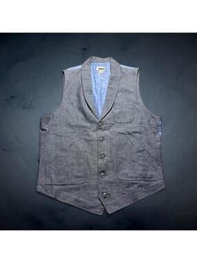1901 Gray Chambray Vest Button Front Tailored Mens XL Casual